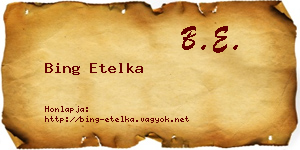 Bing Etelka névjegykártya